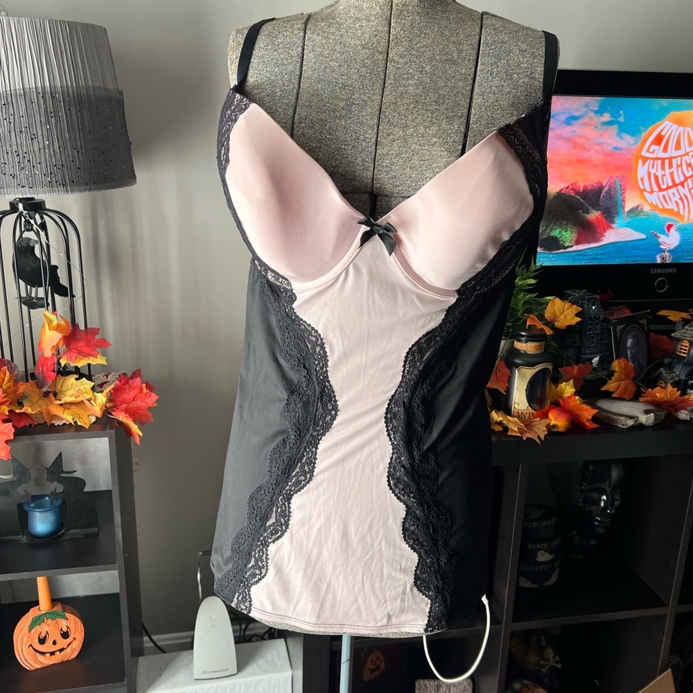 TORRID Sexy Pink with Black Lace Chemise Teddy Lingerie Size 3